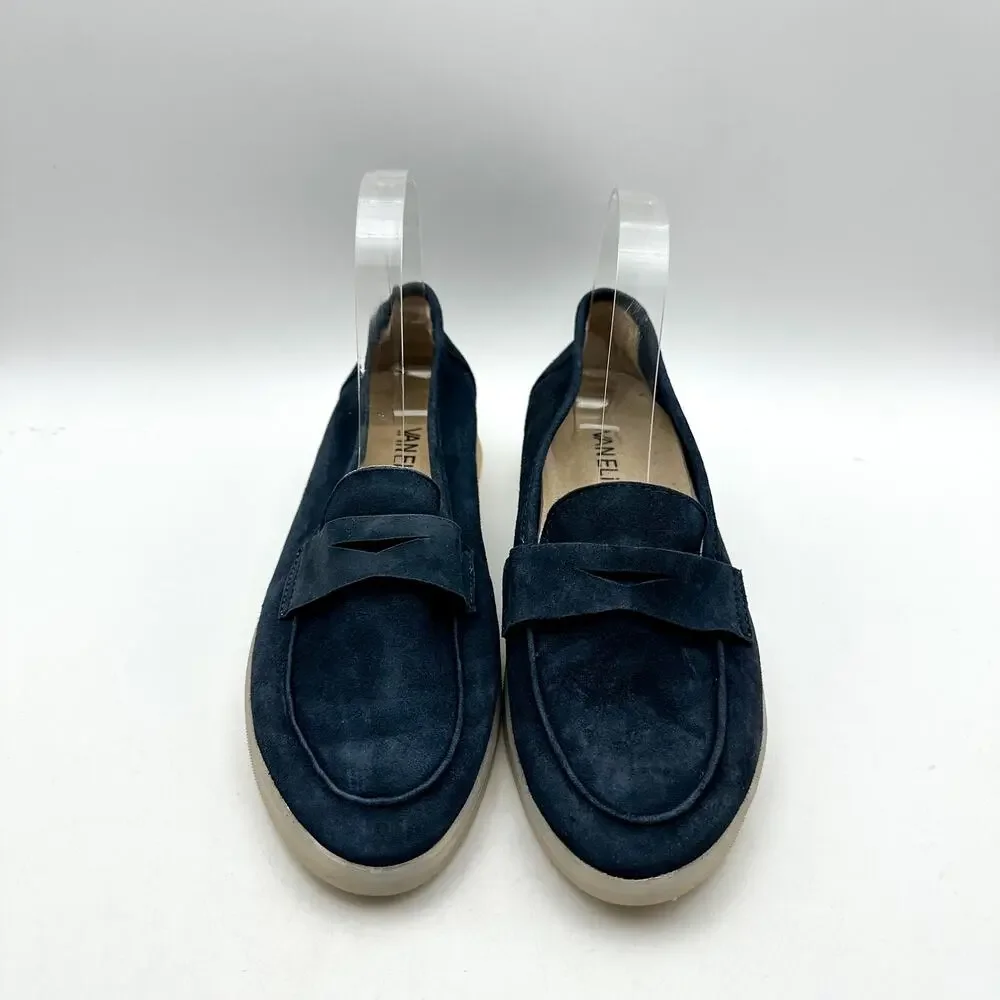 Vaneli Womens Undine Penny Loafers Size 7.5 Navy Blue Suede NWOB